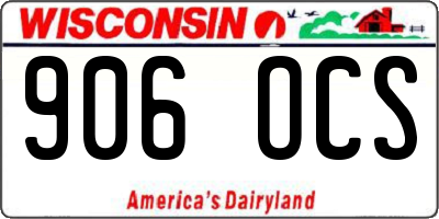 WI license plate 906OCS