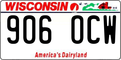 WI license plate 906OCW
