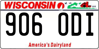 WI license plate 906ODI