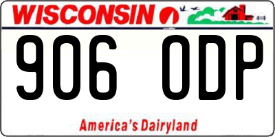 WI license plate 906ODP