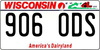 WI license plate 906ODS