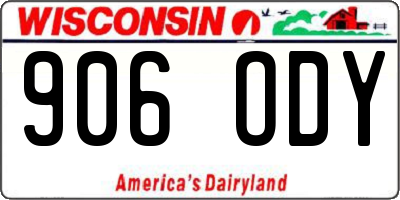 WI license plate 906ODY