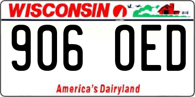 WI license plate 906OED