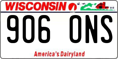 WI license plate 906ONS