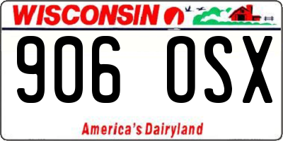 WI license plate 906OSX