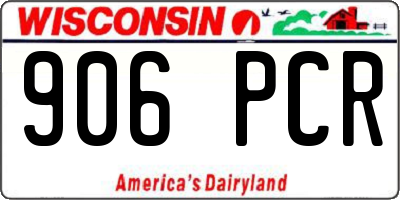 WI license plate 906PCR