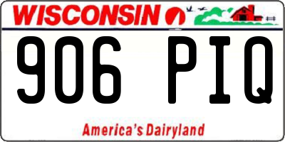 WI license plate 906PIQ