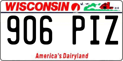 WI license plate 906PIZ