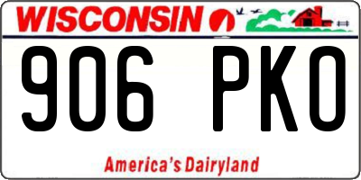 WI license plate 906PKO