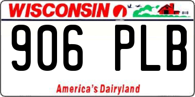 WI license plate 906PLB