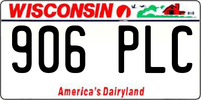 WI license plate 906PLC