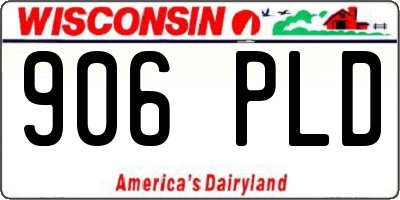 WI license plate 906PLD
