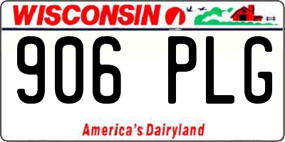 WI license plate 906PLG