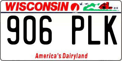 WI license plate 906PLK