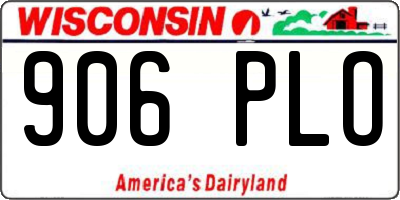 WI license plate 906PLO