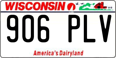WI license plate 906PLV