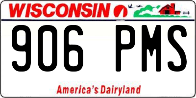 WI license plate 906PMS
