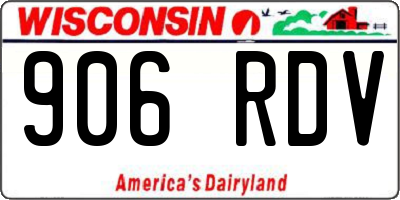WI license plate 906RDV