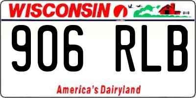 WI license plate 906RLB