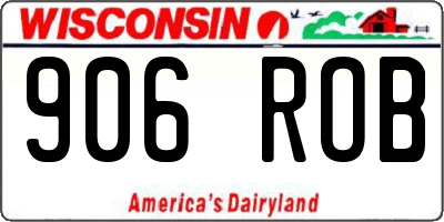 WI license plate 906ROB