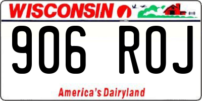 WI license plate 906ROJ