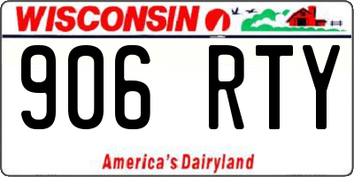 WI license plate 906RTY
