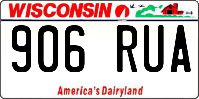 WI license plate 906RUA