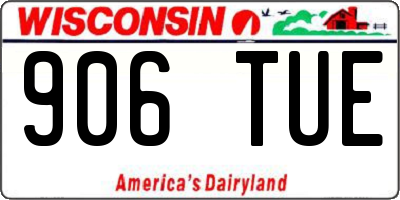 WI license plate 906TUE