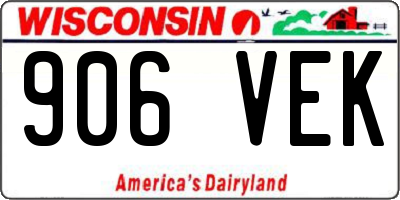WI license plate 906VEK