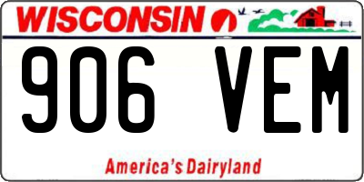 WI license plate 906VEM