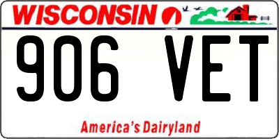 WI license plate 906VET