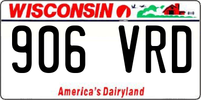 WI license plate 906VRD