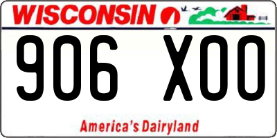 WI license plate 906XOO