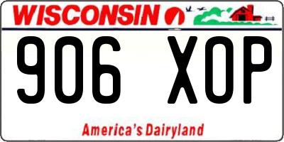 WI license plate 906XOP