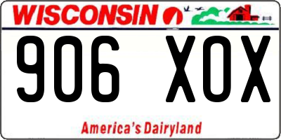 WI license plate 906XOX