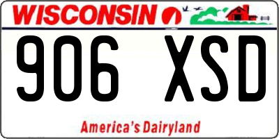 WI license plate 906XSD