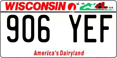 WI license plate 906YEF