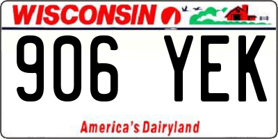 WI license plate 906YEK
