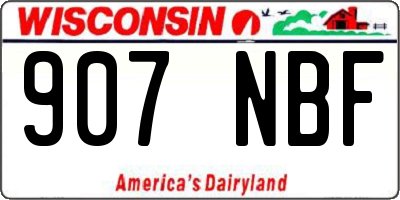WI license plate 907NBF