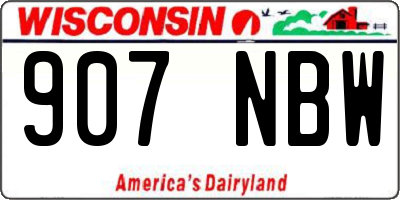 WI license plate 907NBW