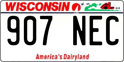 WI license plate 907NEC