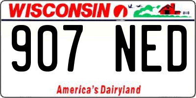 WI license plate 907NED