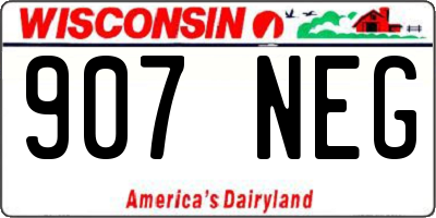 WI license plate 907NEG