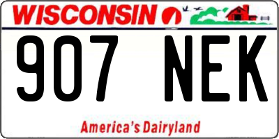 WI license plate 907NEK