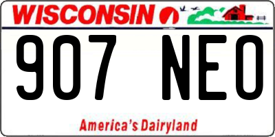 WI license plate 907NEO