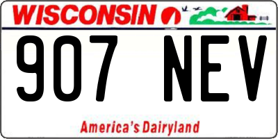 WI license plate 907NEV