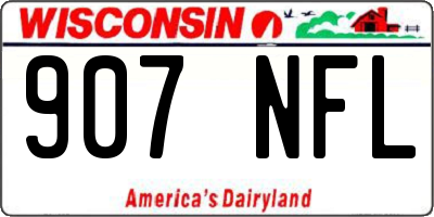 WI license plate 907NFL
