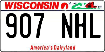 WI license plate 907NHL
