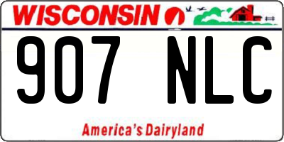 WI license plate 907NLC