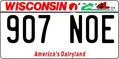 WI license plate 907NOE